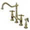 Kingston Brass KS1273AXBS Heritage Bridge Kitchen Faucet W/Brass Sprayer, Brass KS1273AXBS - alternate 1